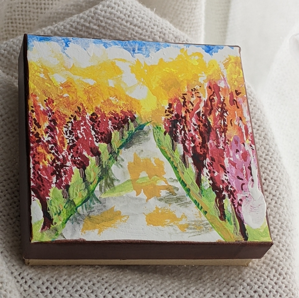 Colorful Autumn Painted Gift Box Miniature Art Seasonal Style